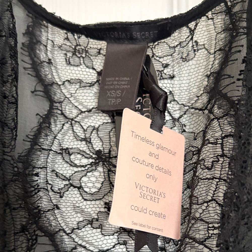 Victoria's Secret Black Lace Trim Robe - Picture 8 of 12